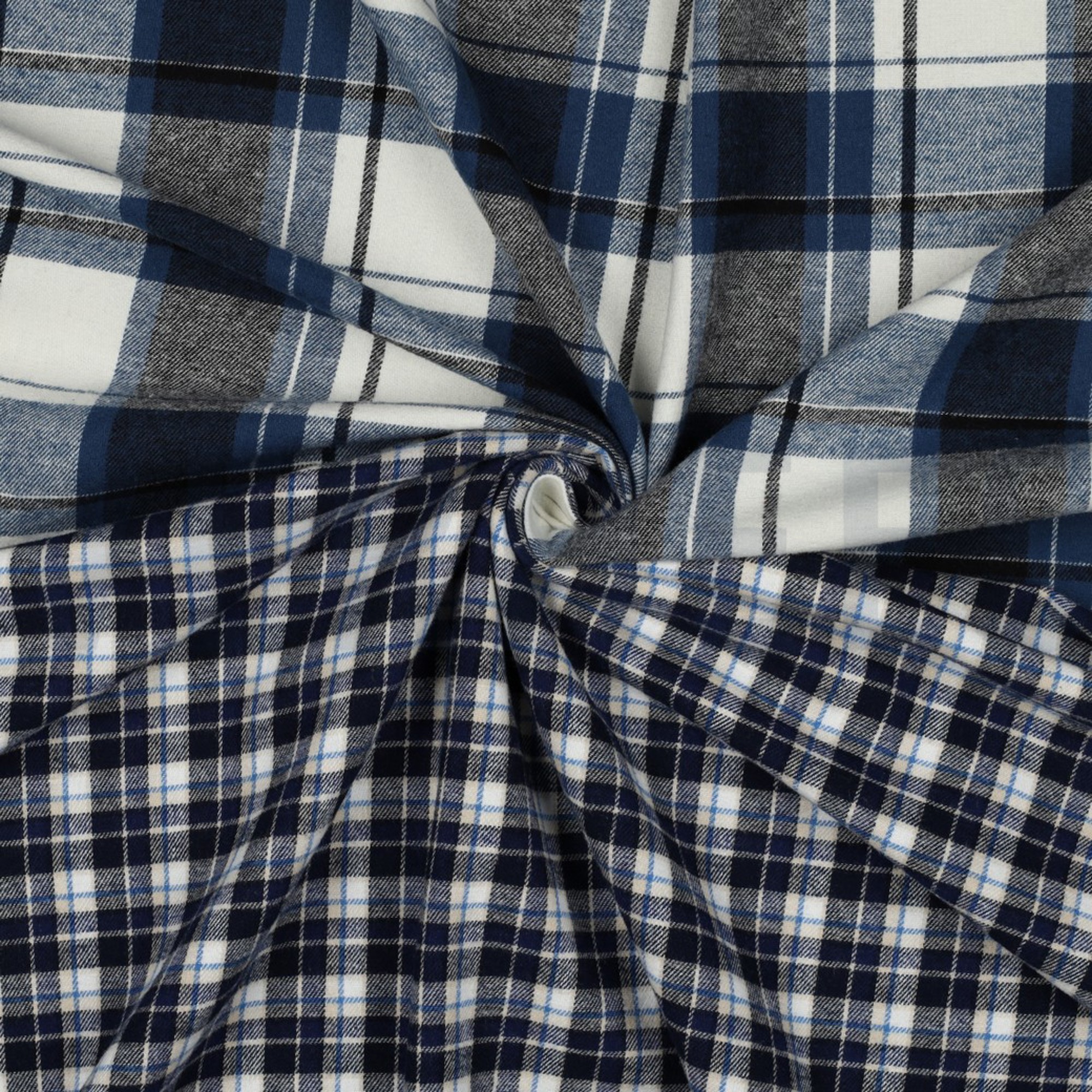 BAUMWOLLE GARNGEFÄRBT ANGERAUT KAROS MARINEBLAU (high resolution) #3