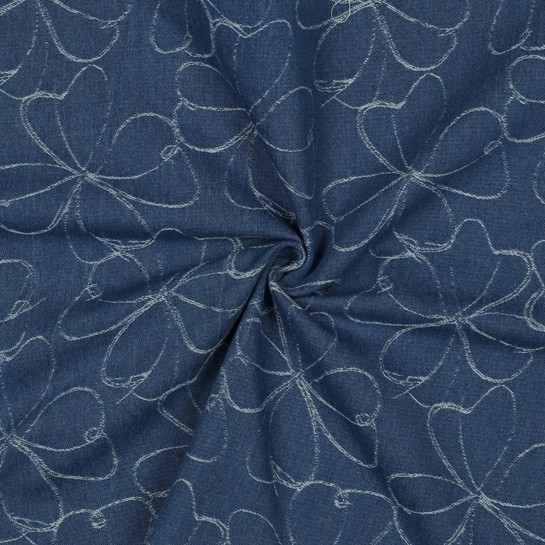DENIM JACQUARD FLOWERS INDIGO #7