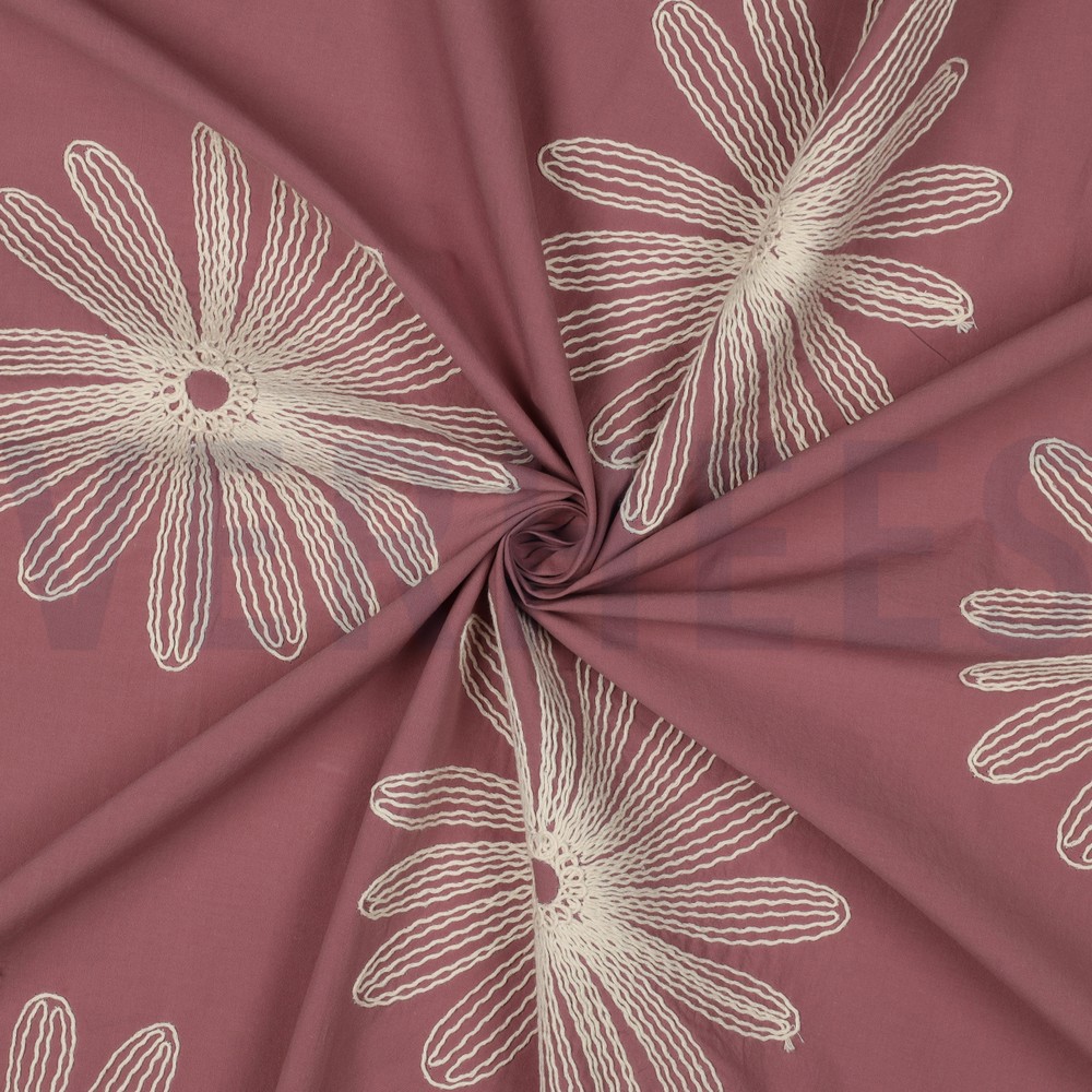 COTTON EMBROIDERY FLOWERS MAUVE #7