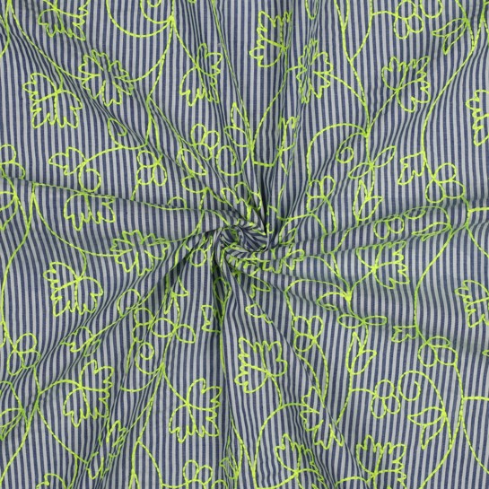 COTTON STRIPES NEON EMBROIDERY GREEN NEON #7