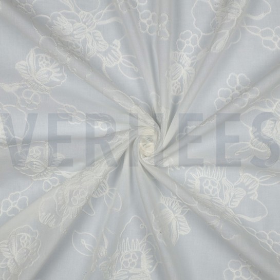 COTTON VOILE EMBROIDERY FLOWERS WHITE #7