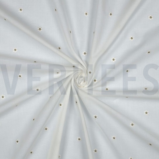 COTON VOILE BRODERIE FLEURS LUREX BLANC #7