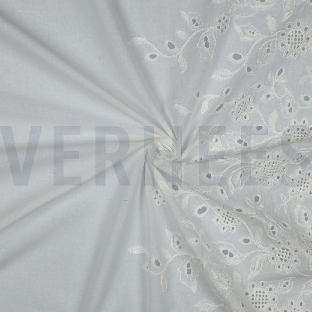 COTTON VOILE ONE-SIDE BORDER ONE-SIDE SCALLOP WHITE #7