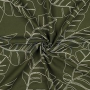 LINEN VISCOSE EMBROIDERY LEAVES FOREST GREEN (thumbnail) #3