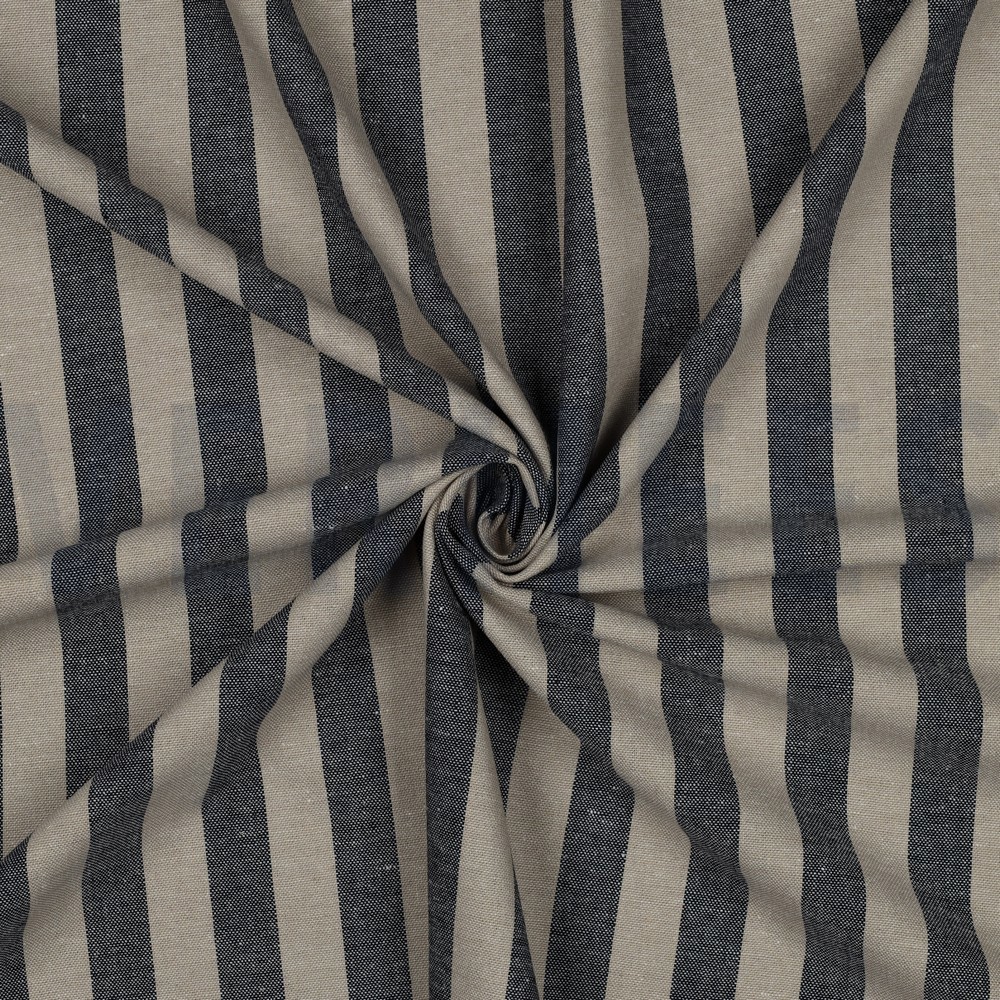 LINEN VISCOSE YARN DYED STRIPES NAVY #7