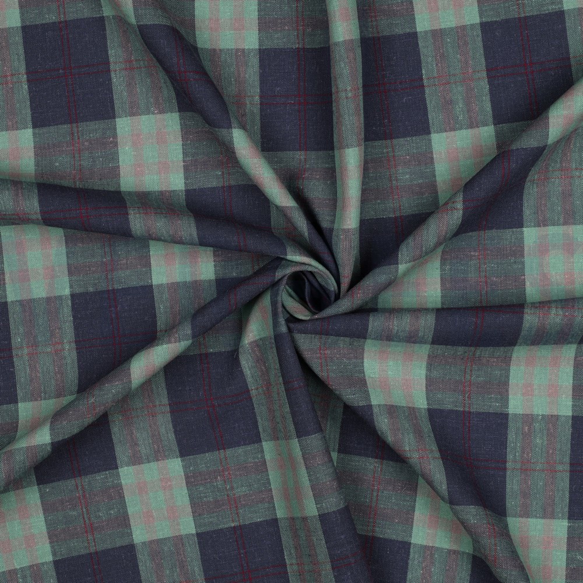 LEINEN VISKOSE GARNGEFÄRBTE KAROS GRÜN (high resolution) #3