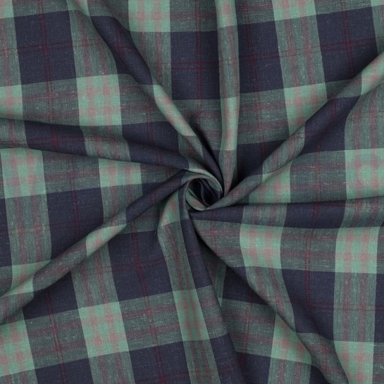 LEINEN VISKOSE GARNGEFÄRBTE KAROS GRÜN #7