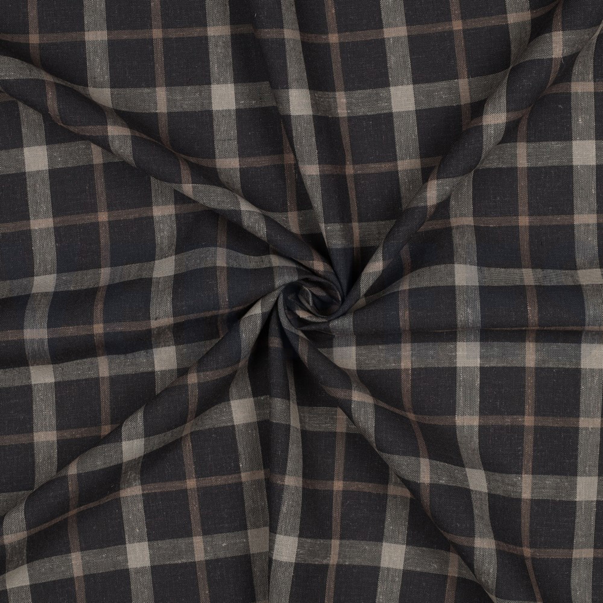 LINNEN VISCOSE GARENGEVERFD RUITEN BRUIN (high resolution) #3