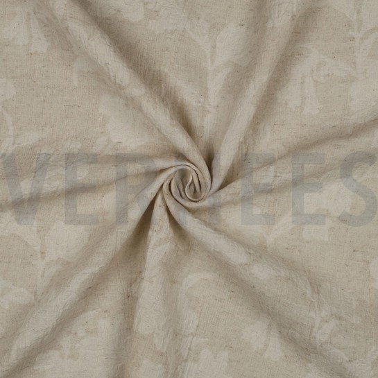 LINEN COTTON JACQUARD FLOWERS NATURAL #7
