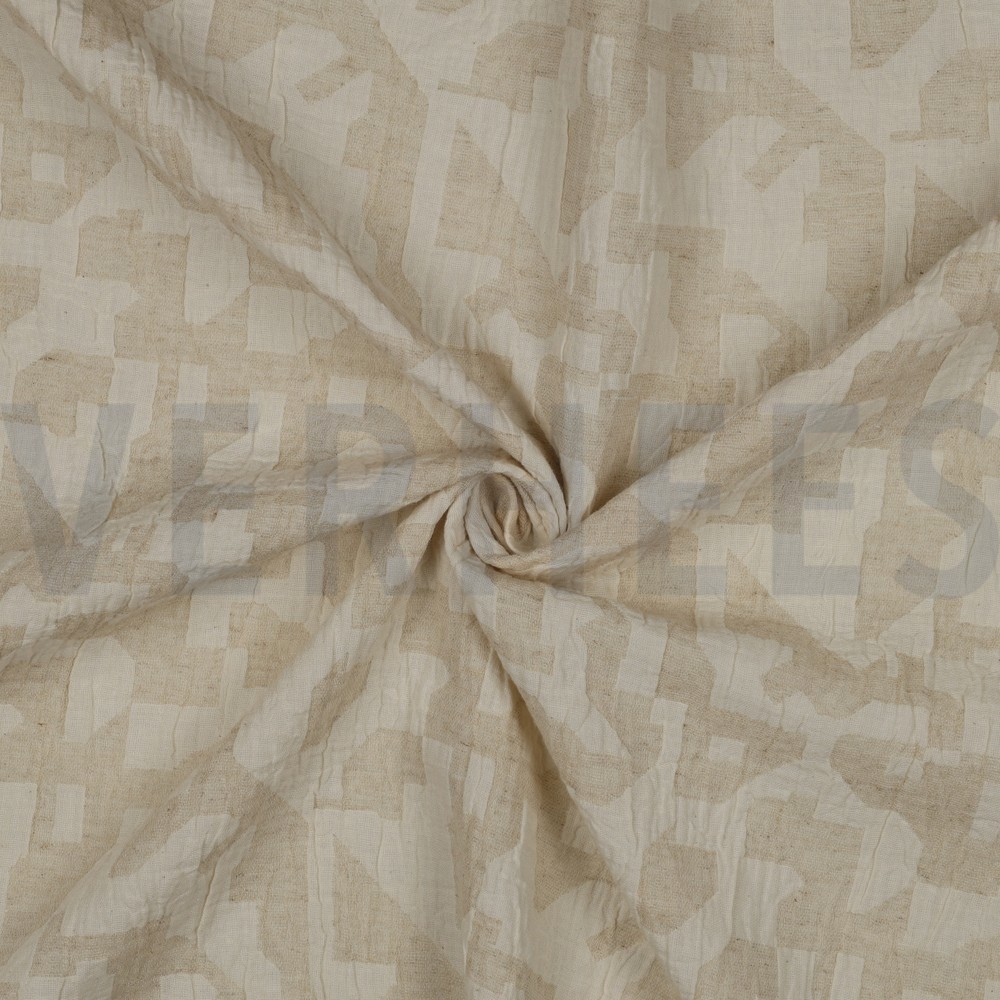 LINEN COTTON JACQUARD ABSTRACT NATURAL #7