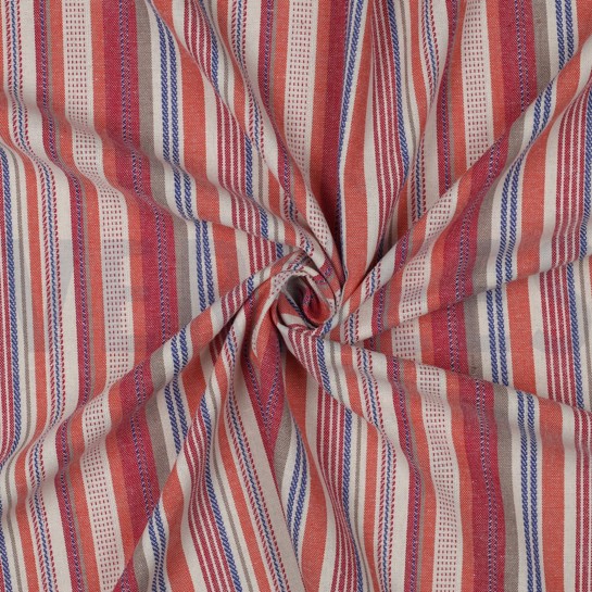 LINNEN VISCOSE GARENGEVERFD STREPEN MULTI #7