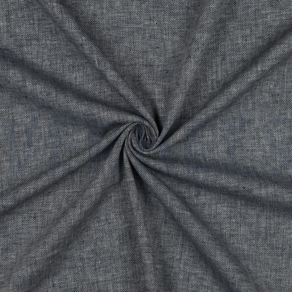 LINEN COTTON HERRINGBONE NAVY #7