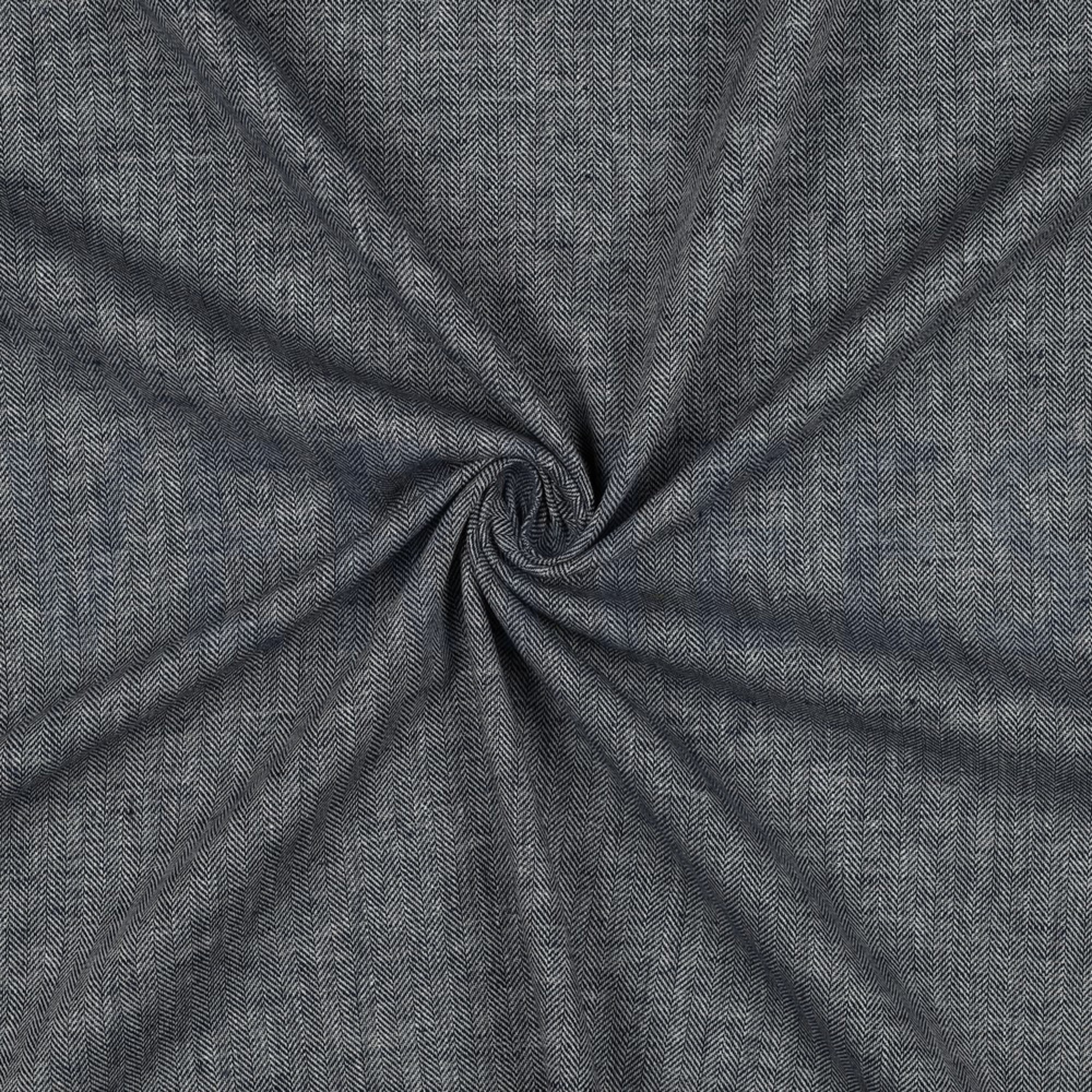 LEINEN BAUMWOLLE FISCHGRÄT MARINEBLAU (high resolution) #3