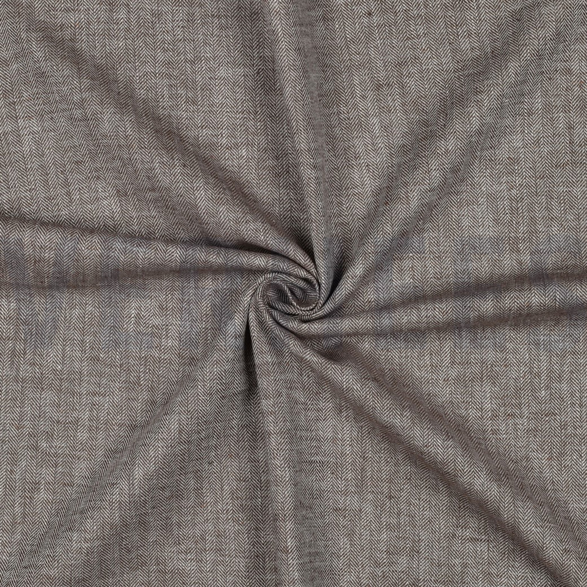 LINEN COTTON HERRINGBONE BROWN (high resolution) #3