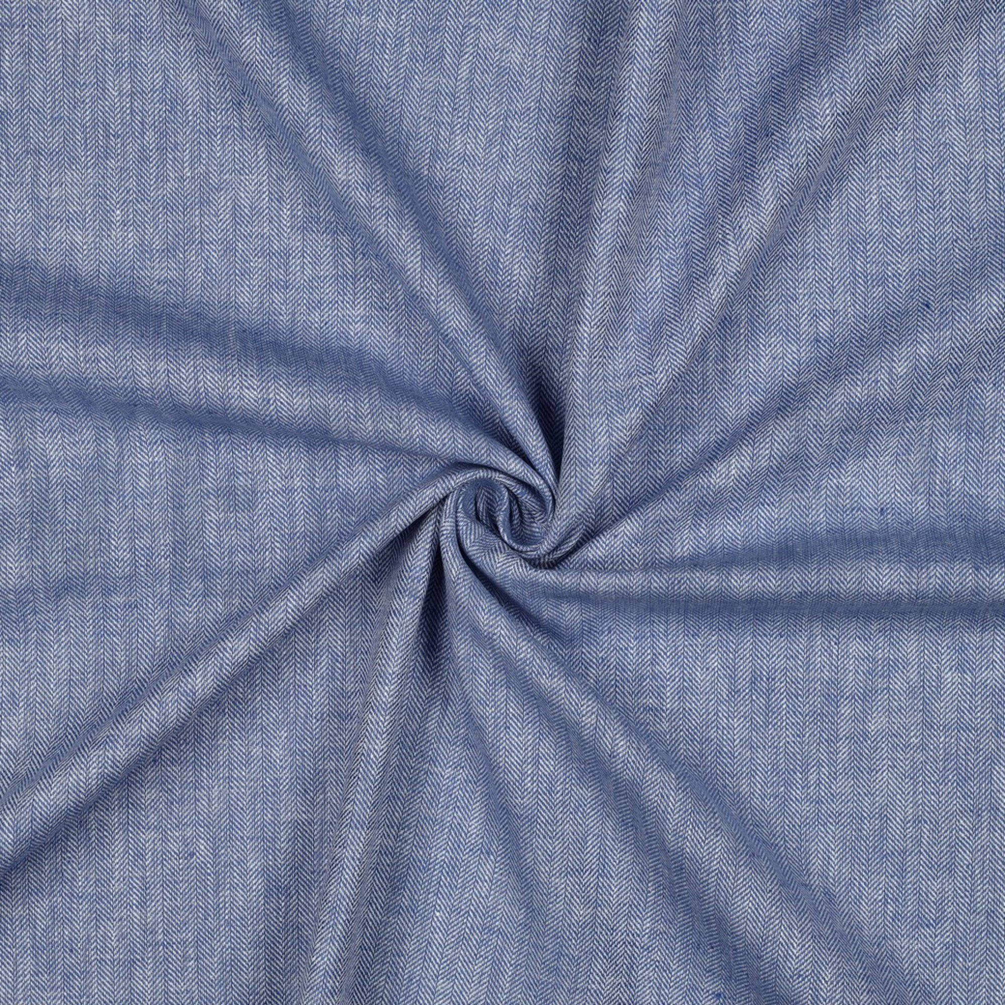 LINEN COTTON HERRINGBONE BLUE (high resolution) #3