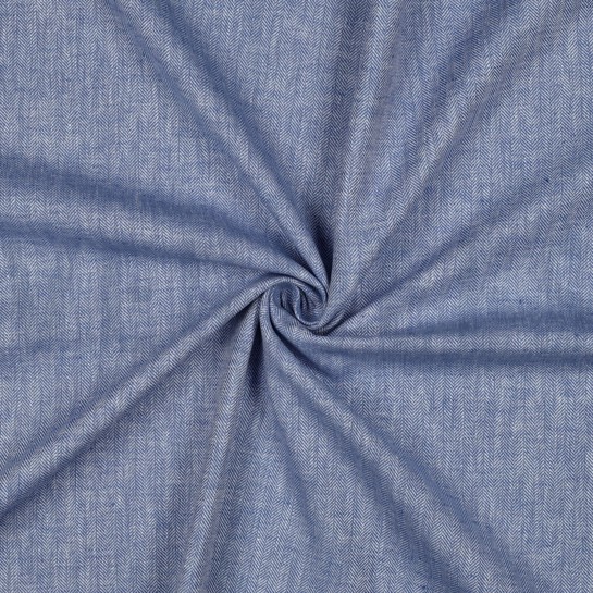 LINEN COTTON HERRINGBONE BLUE #7