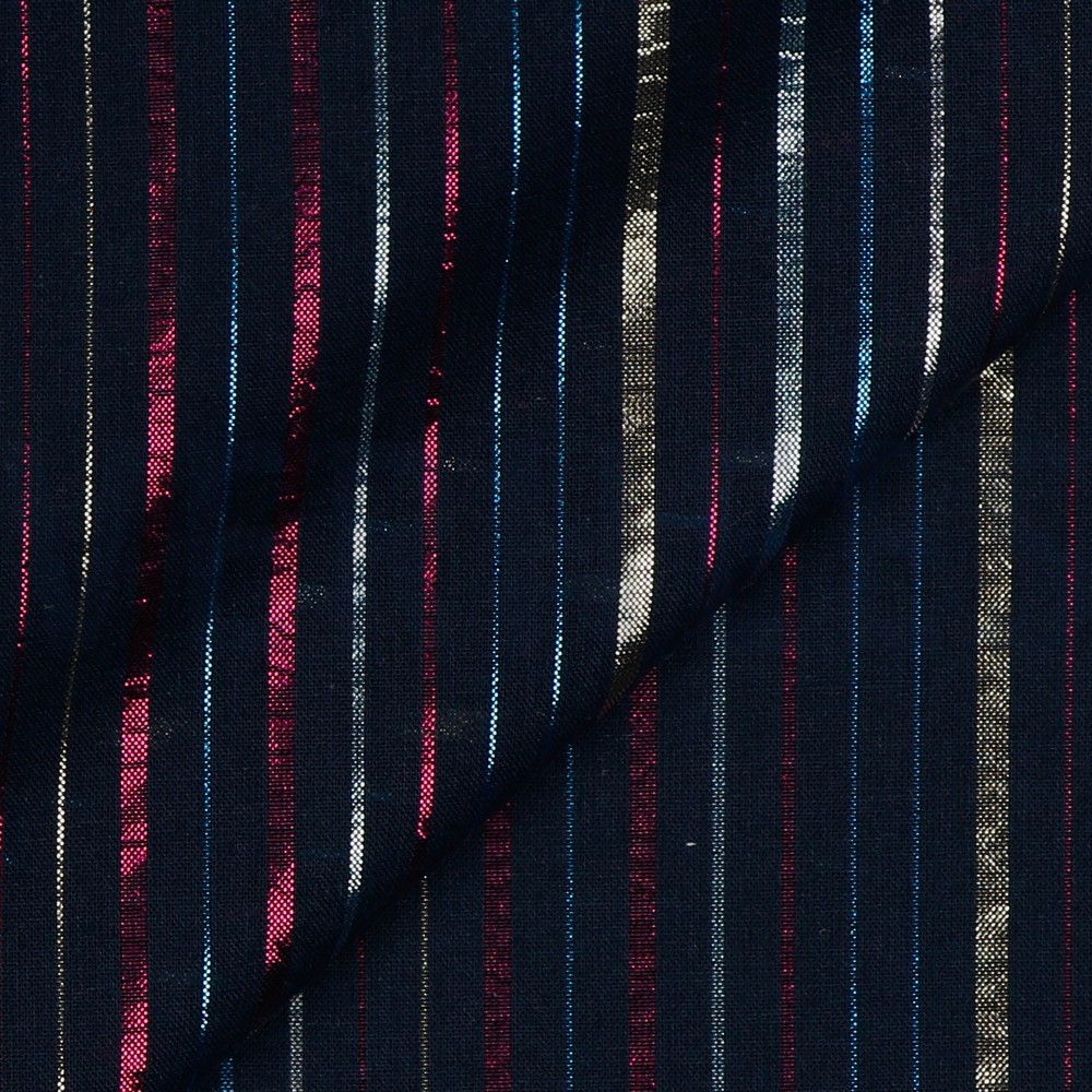BAUMWOLLE LUREX STREIFEN MARINEBLAU #7