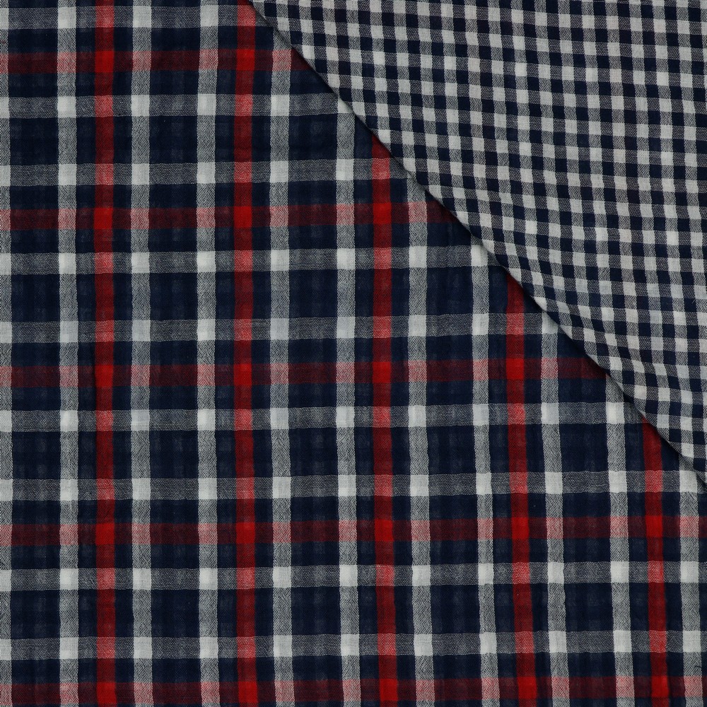 DOUBLE GAUZE DOUBLE SIDED CHECKS NAVY #7
