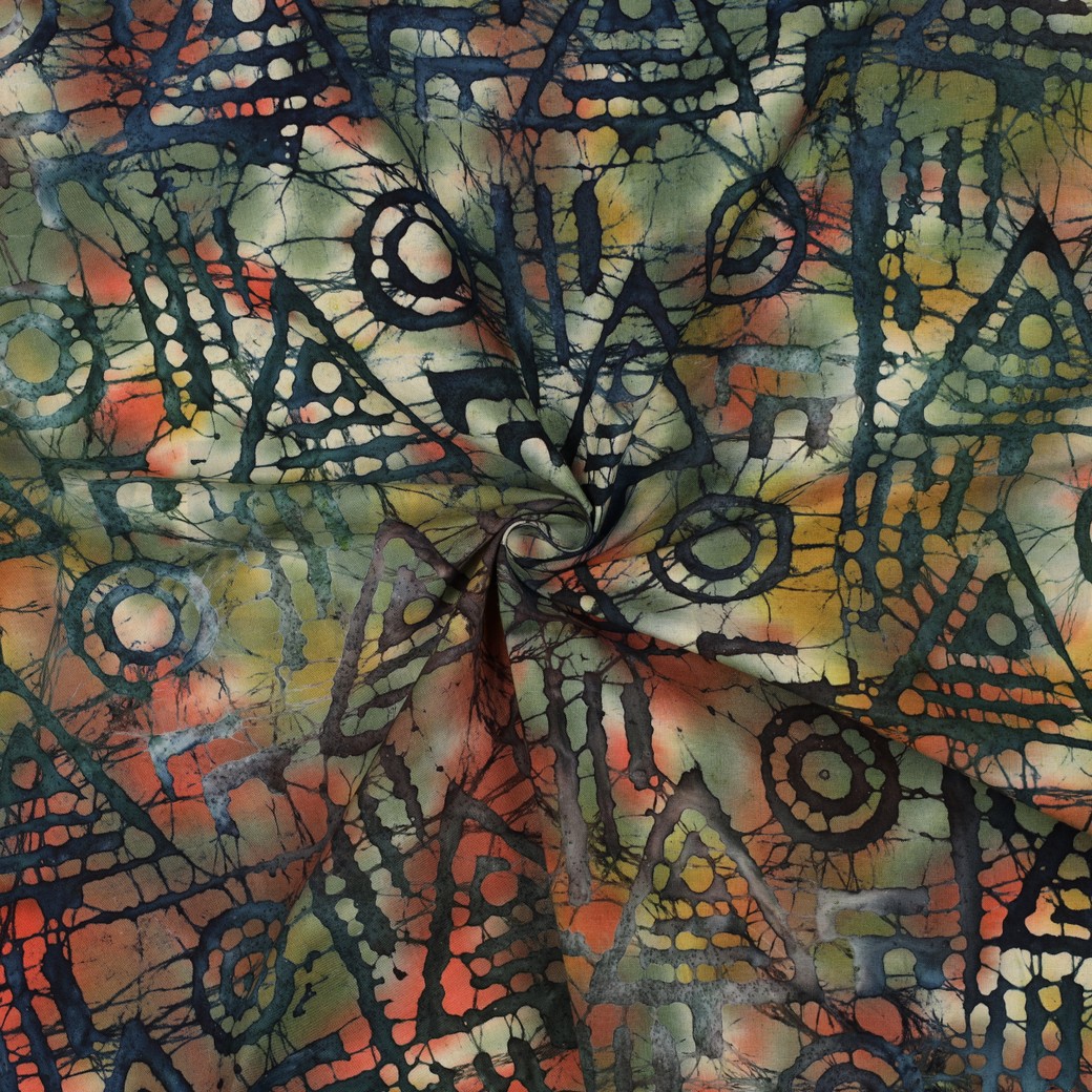 HANDGEFERTIGTE BATIK BAUMWOLLE GRÜN #7
