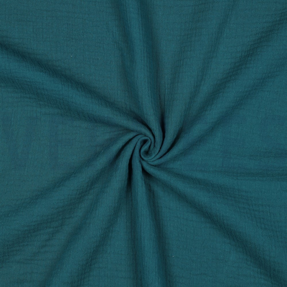 DOUBLE GAUZE GOTS DONKER CYAN #7