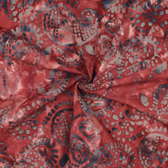 HANDCRAFTED BATIK COTTON DARK RED #7
