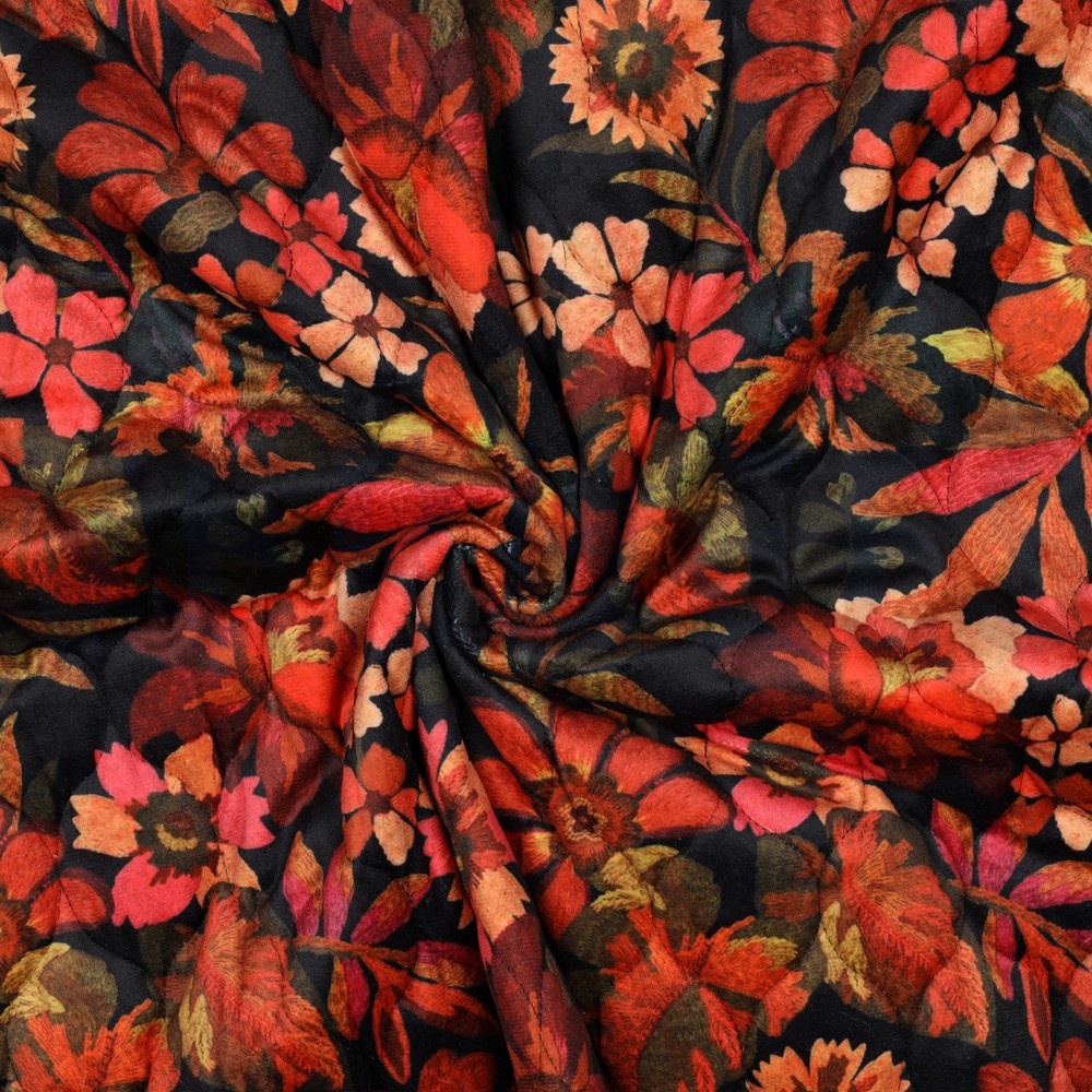 STEPPED VELVET DIGITAL FLOWERS FLAME ORANGE #7