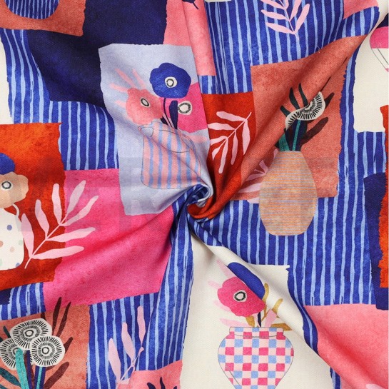 TOILE DÉCORATION DIGITAL VASES TOSSÉ NERIDA HANSEN BLEU CIEL #7