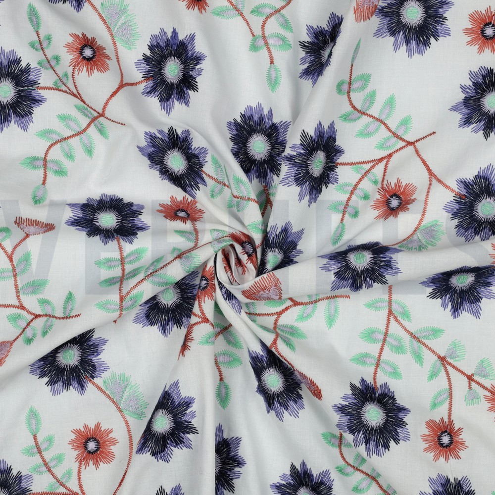 COTTON EMBROIDERY FLOWERS WHITE #7
