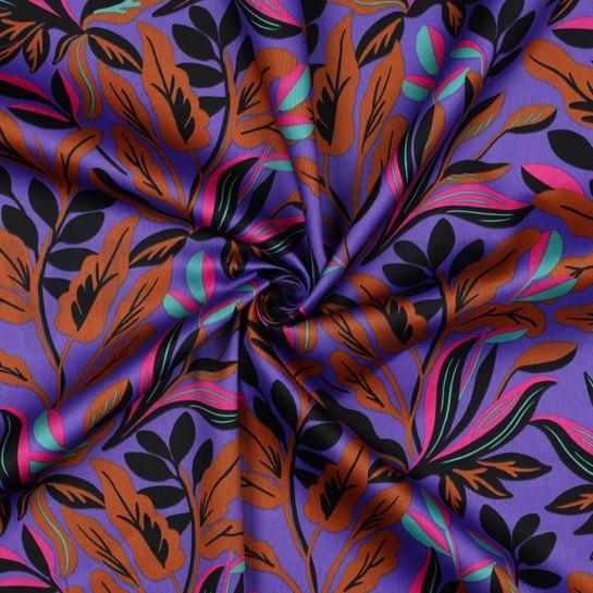 COTTON SATIN LUSH LEAVES NERIDA HANSEN PURPLE #7