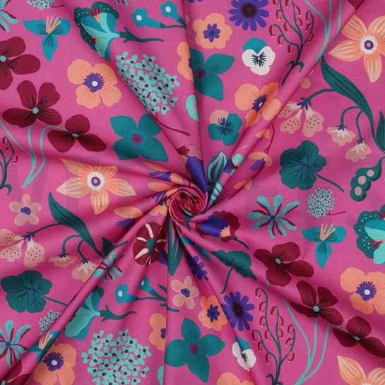 KATOENEN POPLIN DIGITAAL WEIDEBLOEM NERIDA HANSEN ROZE #7