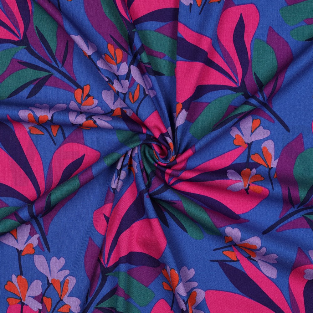 VISCOSE ROSELLA STRETCH SPRING GARDEN NERIDA HANSEN ROYAL BLUE #7