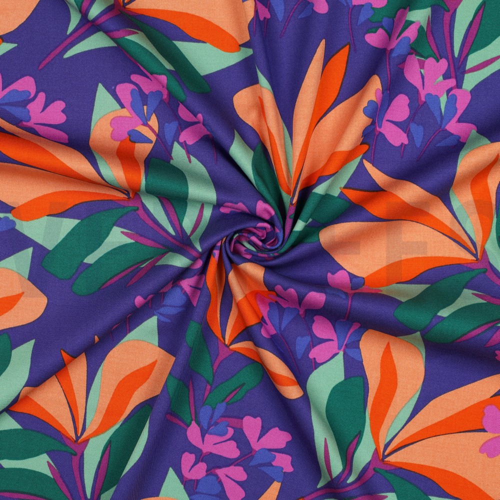 VISCOSE ROSELLA STRETCH SPRING GARDEN NERIDA HANSEN BLEU ROI #7