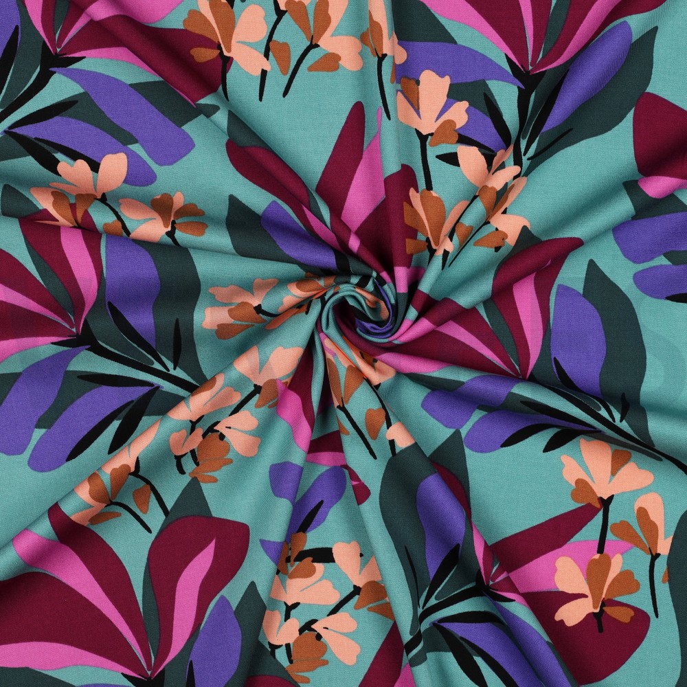 VISCOSE ROSELLA STRETCH SPRING GARDEN NERIDA HANSEN BLEU MARIN #7