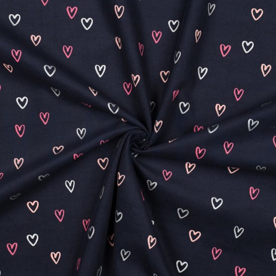 VELOURS MILLERAIES FEUILLE COEURS BLEU MARINE #7