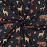 KATOENEN POPLIN DIGITAAL BOSDIEREN MARINEBLAUW (thumbnail) #3