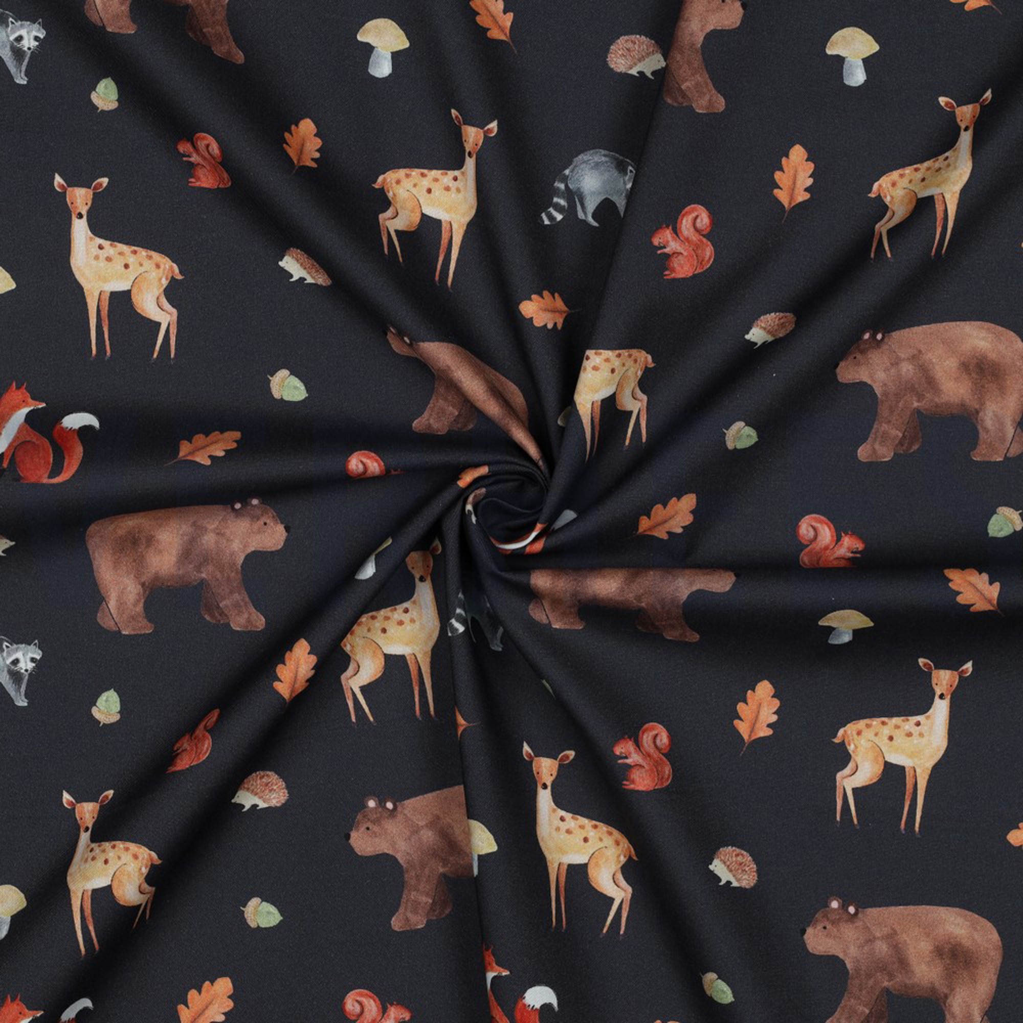 KATOENEN POPLIN DIGITAAL BOSDIEREN MARINEBLAUW (high resolution) #3