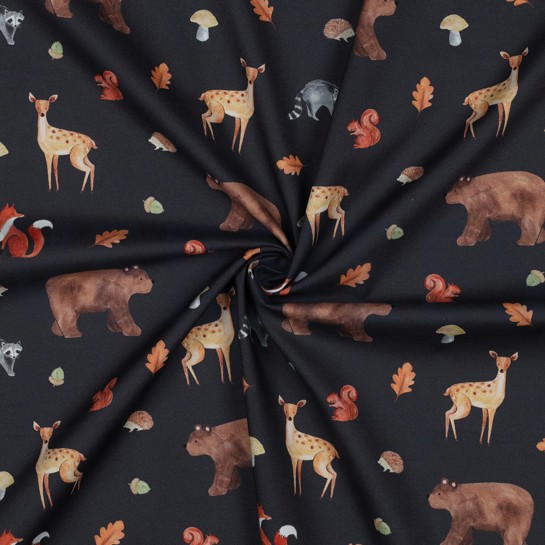 KATOENEN POPLIN DIGITAAL BOSDIEREN MARINEBLAUW #7