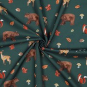 FINE POPLIN DIGITAL FOREST ANIMALS DARK GREEN (thumbnail) #3