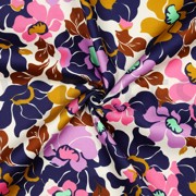 COTTON SATIN ABSTRACT FLOWERS NAVY/PINK (thumbnail) #3