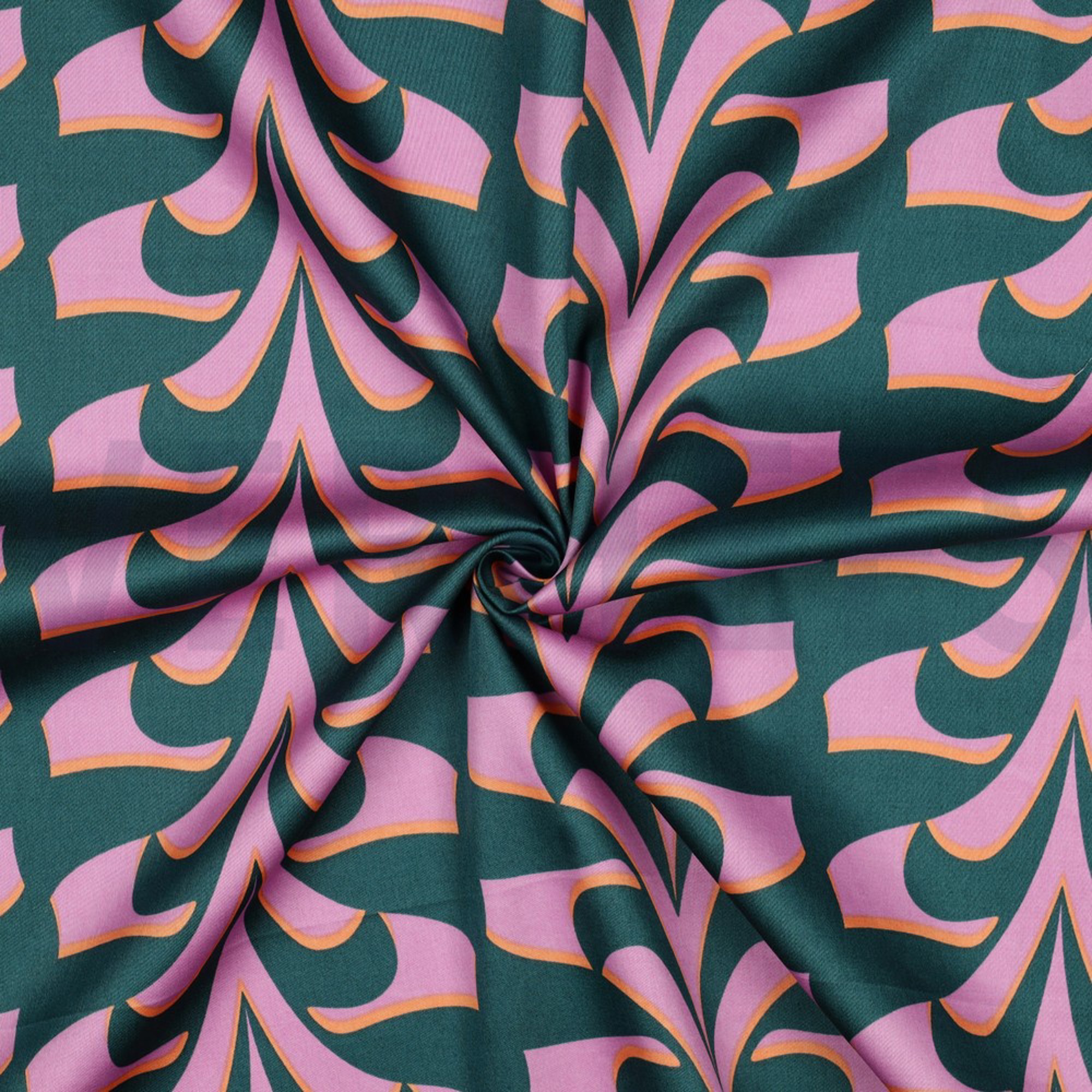 BAUMWOLLE SATIN ABSTRACTE BLUMEN DUNKELGRÜN (high resolution) #3