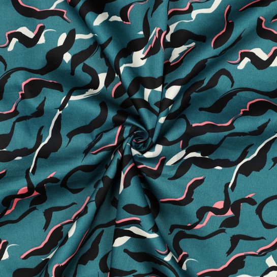 COTTON SATIN ANIMAL SKIN PETROL #7