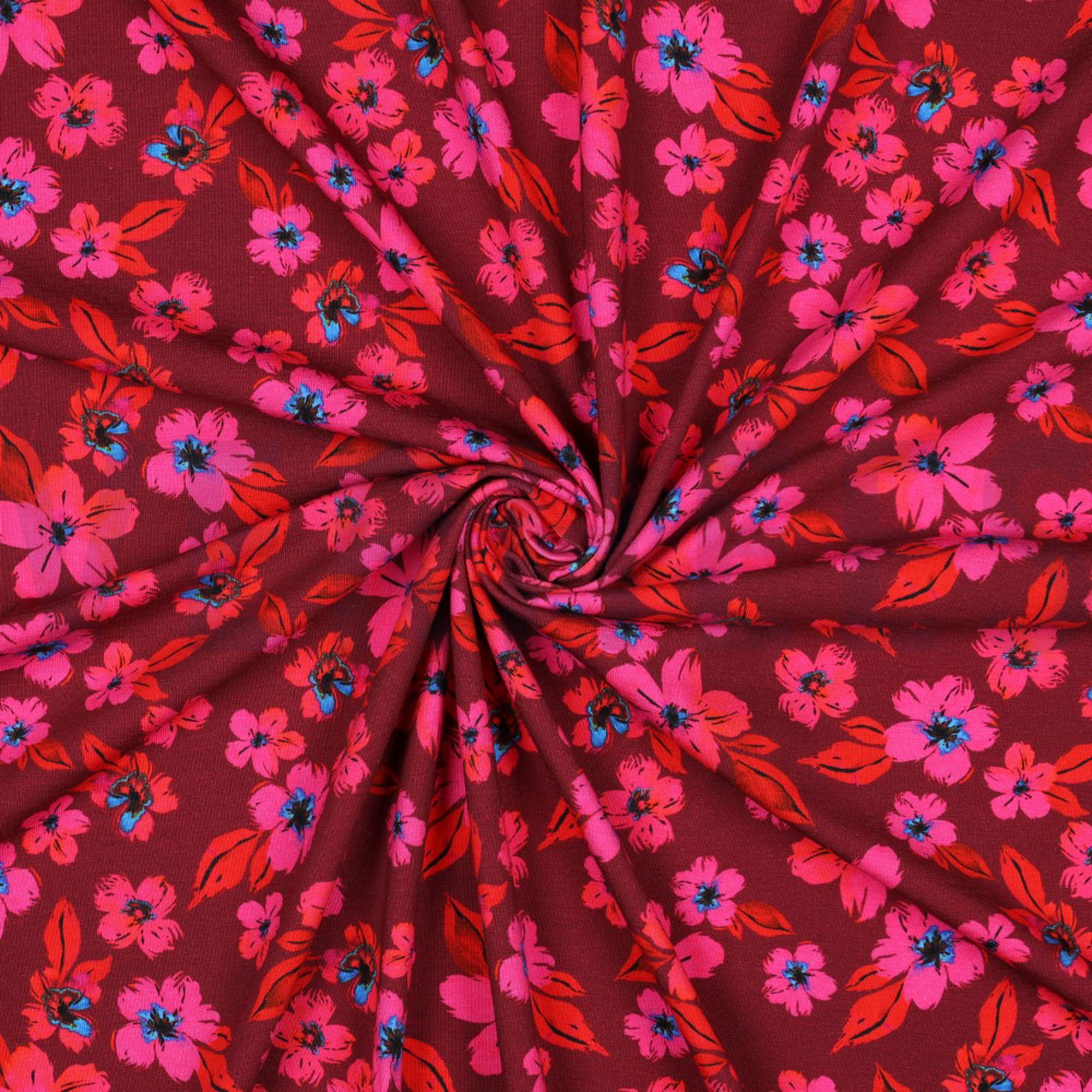 JERSEY DIGITAL FLOWERS PINK/RED (high resolution) #3