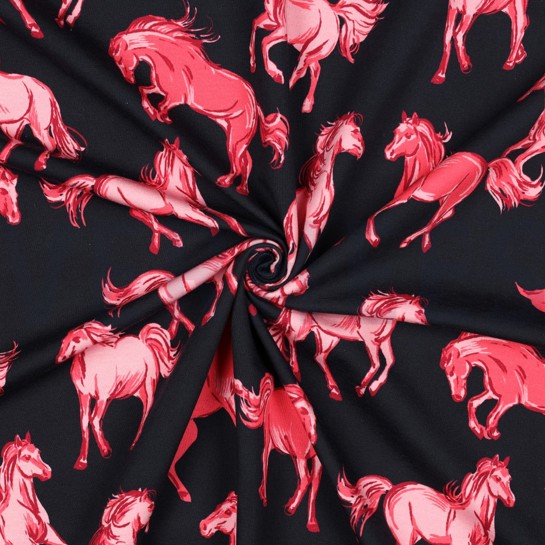 FRENCH TERRY DIGITAL PFERDE MARINEBLAU #7