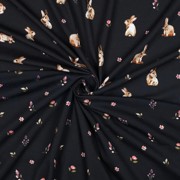 JERSEY DIGITAL RABBITS AND FLOWERS NAVY (thumbnail) #3