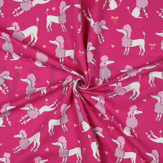 JERSEY GLITTER POODLES FUCHSIA #7