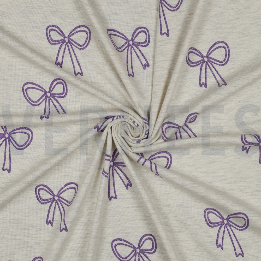 JERSEY MELANGE GLITTER BOWS ECRU MELANGE #7