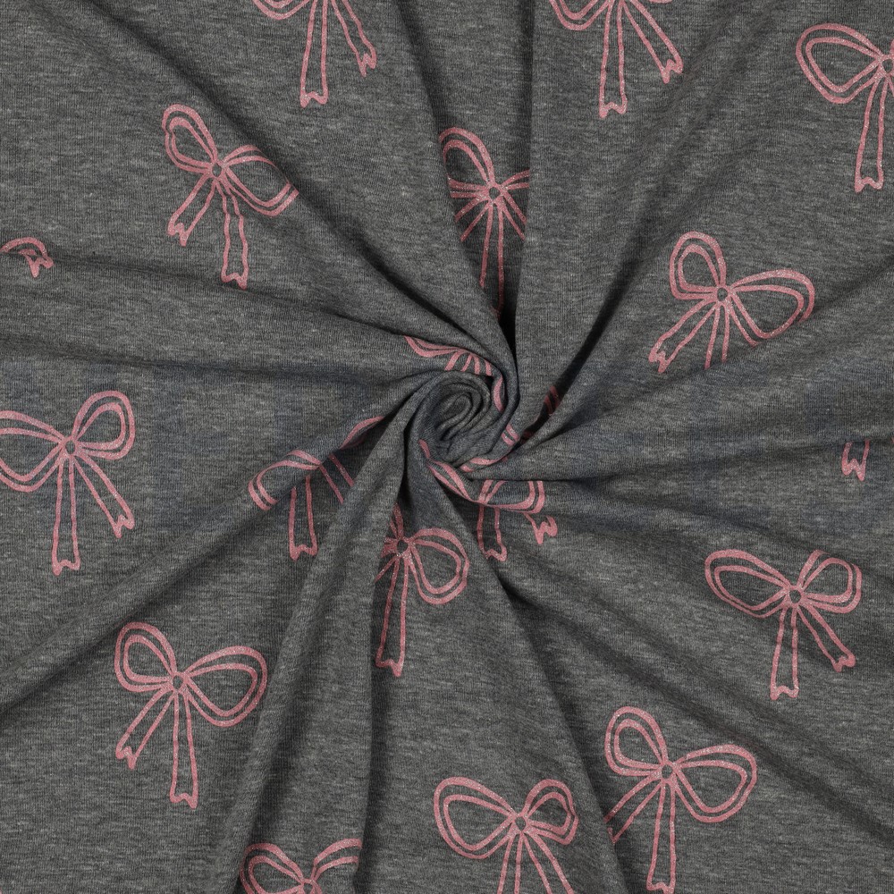 JERSEY MELANGE GLITTER BOWS GREY MELANGE #7