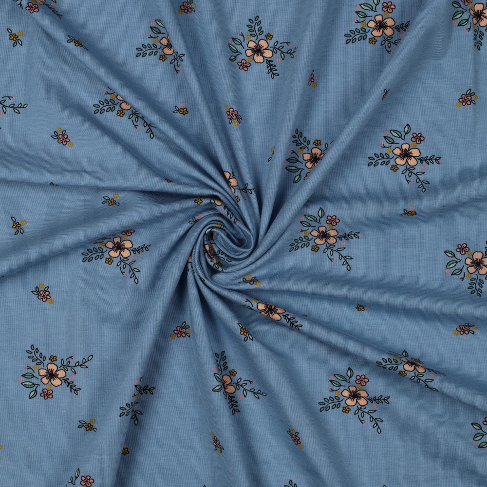 JERSEY GOTS FLOWERS LIGHT BLUE #7