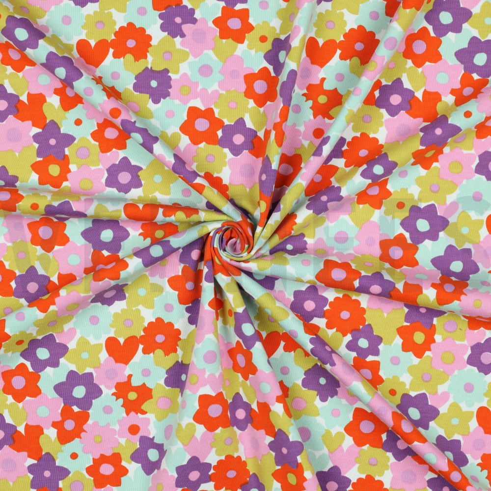 JERSEY FLOWERS RED/LIME #7