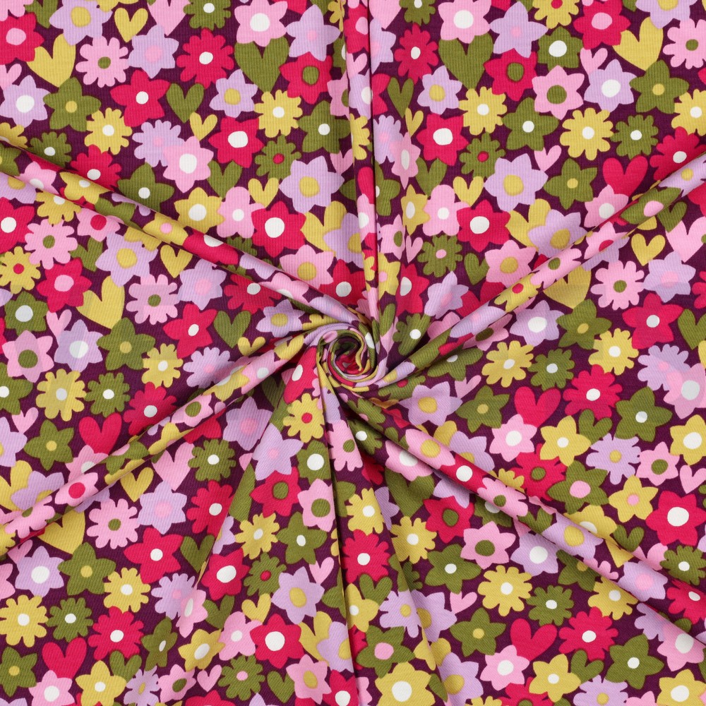 JERSEY BLUMEN GRÜN/ROSA #7